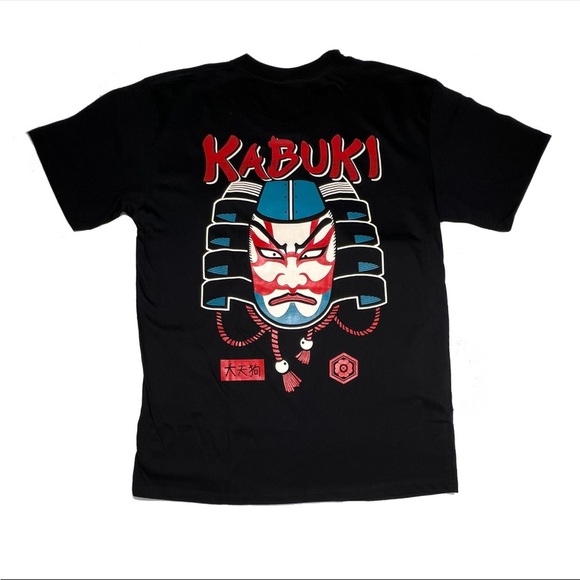 Japanese Kabuki Graphic Black T-Shirt - Picture 3 of 5